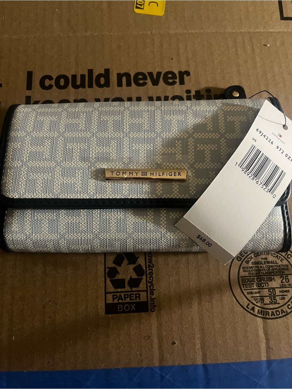 Tommy Hilfiger sky blue Monogram Clutch Wallet with Black Trim